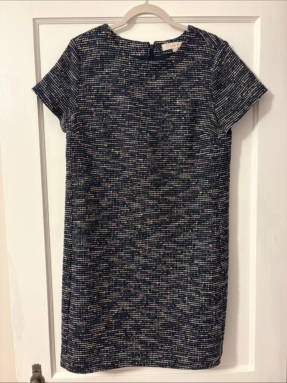 LOFT Navy Mini Dress with Multicolor Speckle